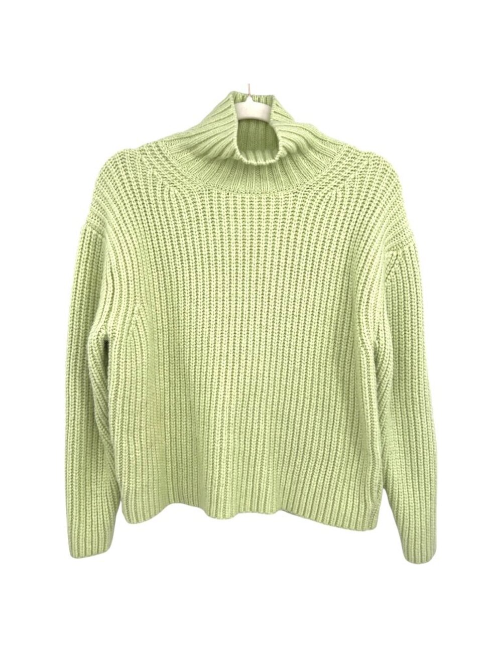 Ann Taylor Green Ribbed Turtleneck Shaker Sweater Size Small Chunky Cozy Pastel